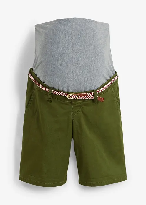Umstands-Chinoshorts mit Gürtel in grün von vorne - bpc bonprix collection Umstands-Chinoshorts mit Gürtel in grün von vorne - bpc bonprix collection