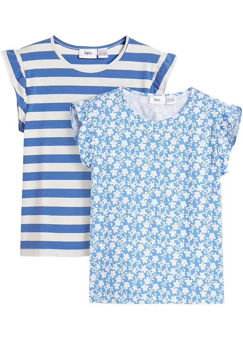 Shirt mit Bio-Baumwolle (2er Pack) in weiß von vorne - bonprix Shirt mit Bio-Baumwolle (2er Pack) in weiß von vorne - bonprix