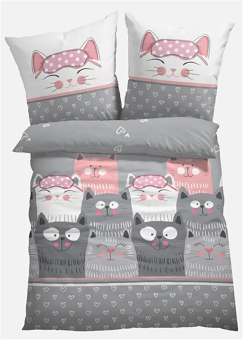 Bettwäsche mit Katze in grau - bonprix Bettwäsche mit Katze in grau - bonprix