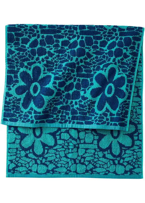 Handtuch mit Jacquard-Blumen Design in blau - bonprix Handtuch mit Jacquard-Blumen Design in blau - bonprix