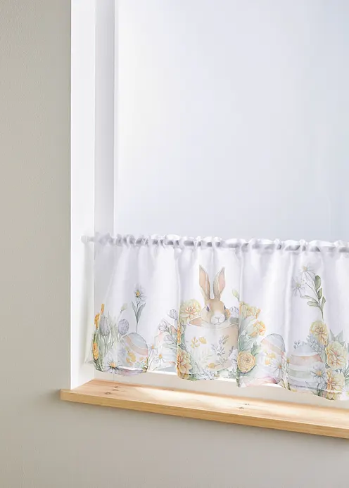Scheibengardine mit Hasen Druck in weiß - bonprix Scheibengardine mit Hasen Druck in weiß - bonprix