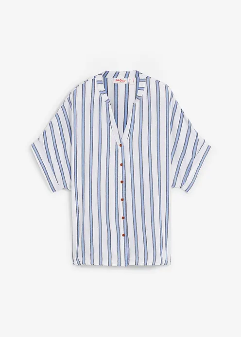 Crinkle Bluse aus fließender Viskose in blau von vorne - bonprix Crinkle Bluse aus fließender Viskose in blau von vorne - bonprix