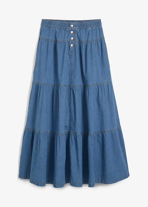 Jeans-Stufenrock in blau von vorne - bonprix Jeans-Stufenrock in blau von vorne - bonprix