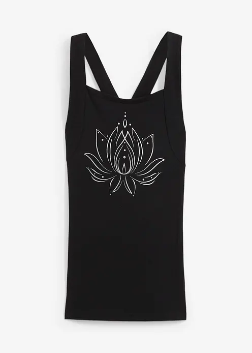 Sport-Top mit überkreuzten Trägern in schwarz von vorne - bonprix Sport-Top mit überkreuzten Trägern in schwarz von vorne - bonprix