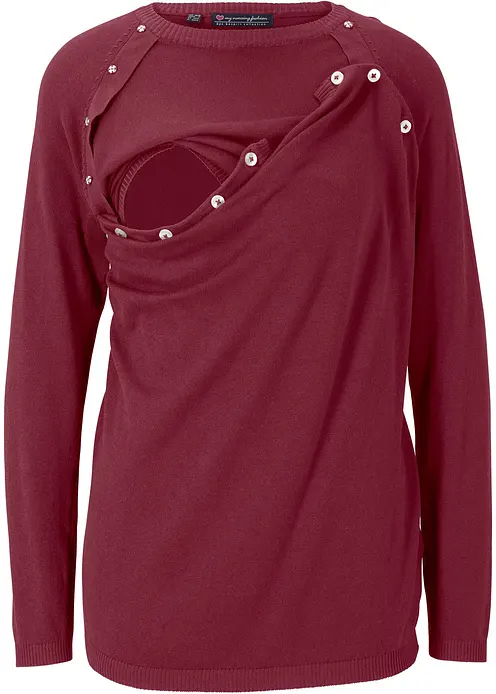 2-in-1 Umstands- und Stillpullover aus Feinstrick in rot von vorne - bonprix 2-in-1 Umstands- und Stillpullover aus Feinstrick in rot von vorne - bonprix