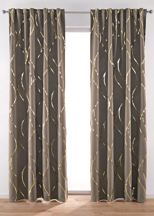 Abdunkelnder Vorhang mit Glanz Druck (1er Pack) in braun - bonprix Abdunkelnder Vorhang mit Glanz Druck (1er Pack) in braun - bonprix