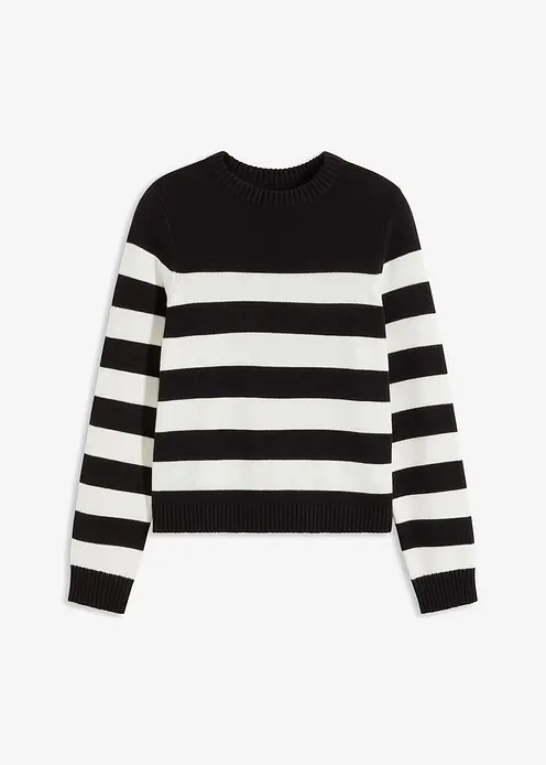 Gestreifter Pullover in schwarz von vorne - bonprix Gestreifter Pullover in schwarz von vorne - bonprix