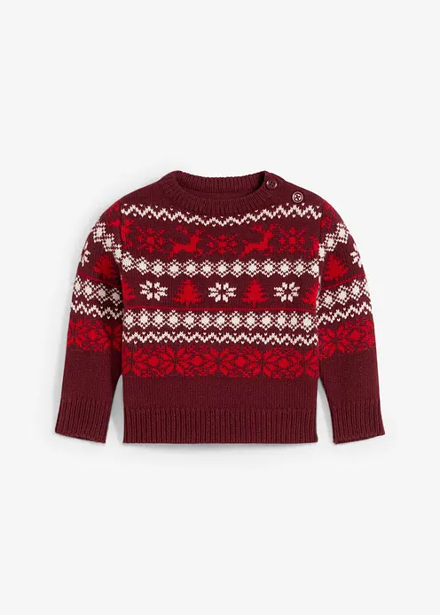 Baby Norweger-Pullover in rot von vorne - bonprix Baby Norweger-Pullover in rot von vorne - bonprix