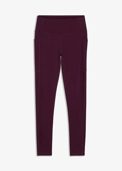 Komfort-Sport-Leggings mit Handytasche, schnelltrocknend in lila von vorne - bonprix Komfort-Sport-Leggings mit Handytasche, schnelltrocknend in lila von vorne - bonprix