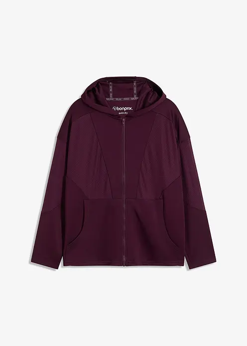 Funktions-Sportjacke mit transparentem Mesh, oversized in lila von vorne - bonprix Funktions-Sportjacke mit transparentem Mesh, oversized in lila von vorne - bonprix