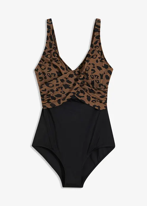 Badeanzug mit Wickeloptik in beige von vorne - bonprix Badeanzug mit Wickeloptik in beige von vorne - bonprix