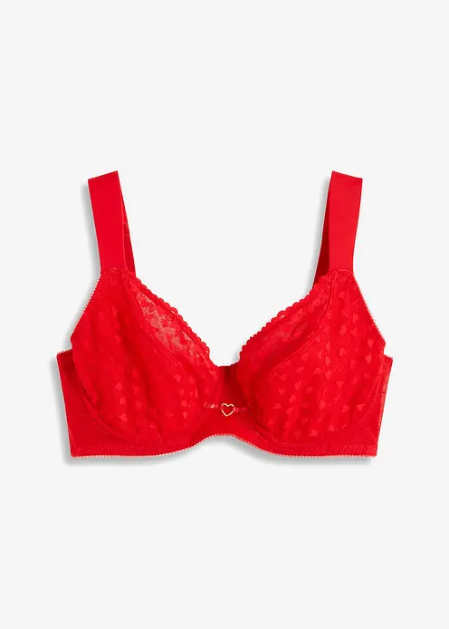 Bügel-BH mit gepolsterten Trägern in rot von vorne - bonprix Bügel-BH mit gepolsterten Trägern in rot von vorne - bonprix