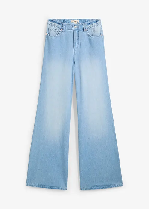 Wide-Leg-Jeans, High Waist, Full Length Bequembund in blau von vorne - bonprix Wide-Leg-Jeans, High Waist, Full Length Bequembund in blau von vorne - bonprix