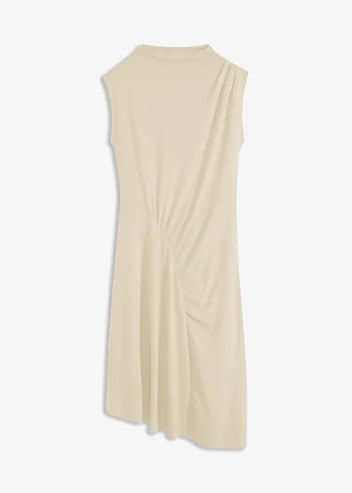 Midikleid mit Drappierung und asymmetrischen Saum in grün von vorne - bonprix Midikleid mit Drappierung und asymmetrischen Saum in grün von vorne - bonprix