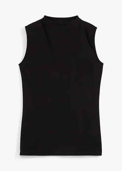Top aus elastischem Baumwoll-Mix in schwarz von vorne - bonprix Top aus elastischem Baumwoll-Mix in schwarz von vorne - bonprix