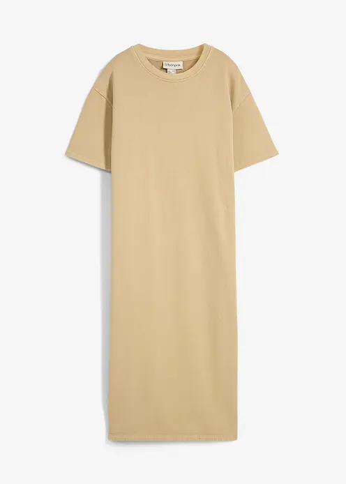 Sweat-Kleid aus reiner Bio-Baumwolle in beige von vorne - bonprix Sweat-Kleid aus reiner Bio-Baumwolle in beige von vorne - bonprix
