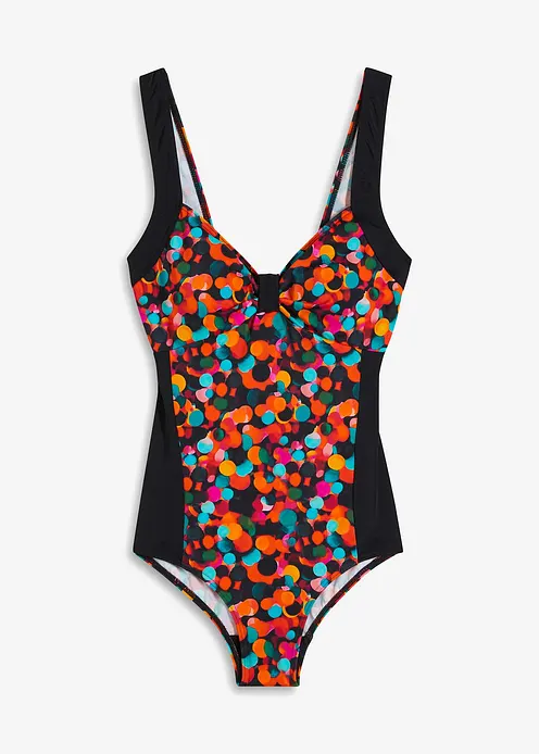 Badeanzug mit Einsätzen in schwarz von vorne - bonprix Badeanzug mit Einsätzen in schwarz von vorne - bonprix