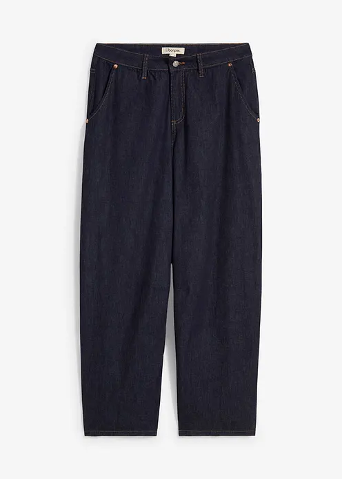 Balloon Jeans Mid Waist, cropped in blau von vorne - bonprix Balloon Jeans Mid Waist, cropped in blau von vorne - bonprix
