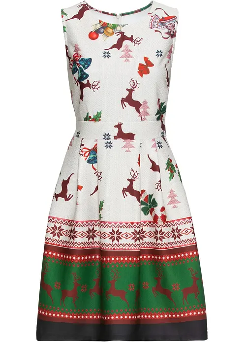 Etuikleid aus fester Scuba-Qualität mit Weihnachtsmotiv in beige von vorne - bonprix Etuikleid aus fester Scuba-Qualität mit Weihnachtsmotiv in beige von vorne - bonprix
