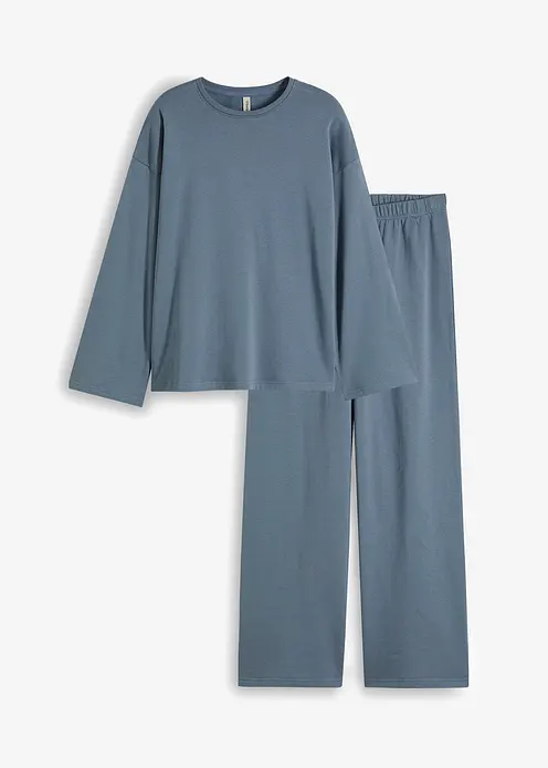 Oversized Loungewear Sweat Hausanzug in blau von vorne - bonprix Oversized Loungewear Sweat Hausanzug in blau von vorne - bonprix