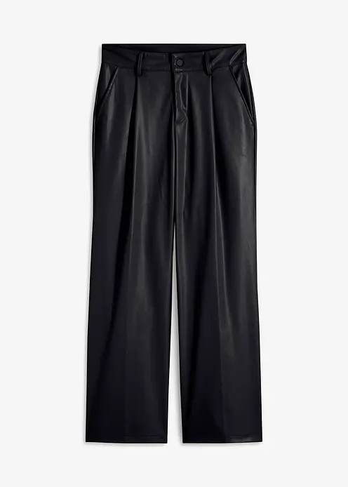 Lederimitat-Hose in schwarz von vorne - bonprix Lederimitat-Hose in schwarz von vorne - bonprix