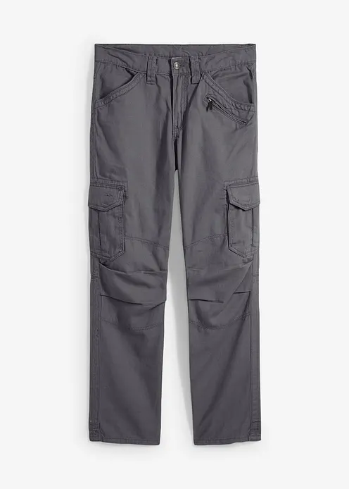 Relaxed Fit Cargohose aus robuster reiner Baumwolle, Straight in grau von vorne - bonprix Relaxed Fit Cargohose aus robuster reiner Baumwolle, Straight in grau von vorne - bonprix