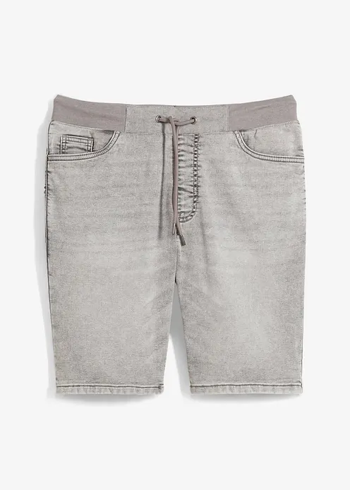 Schlupf Stretch-Jeans-Bermuda, Regular Fit in grau von vorne - bonprix Schlupf Stretch-Jeans-Bermuda, Regular Fit in grau von vorne - bonprix