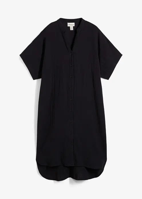 Hemdblusenkleid aus reiner Baumwolle in schwarz von vorne - bonprix Hemdblusenkleid aus reiner Baumwolle in schwarz von vorne - bonprix