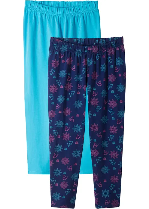 Capri-Leggings mit Bio-Baumwolle (2er Pack) in blau von vorne - bonprix Capri-Leggings mit Bio-Baumwolle (2er Pack) in blau von vorne - bonprix