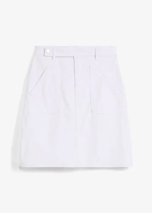 Jeansrock, High Waist, Stretch in weiß von vorne - bonprix Jeansrock, High Waist, Stretch in weiß von vorne - bonprix