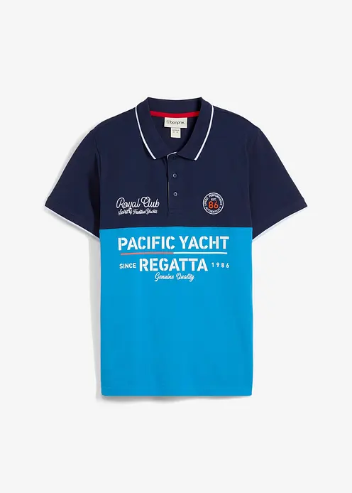 Piqué-Poloshirt aus reiner Bio-Baumwolle, Kurzarm in blau von vorne - bonprix Piqué-Poloshirt aus reiner Bio-Baumwolle, Kurzarm in blau von vorne - bonprix