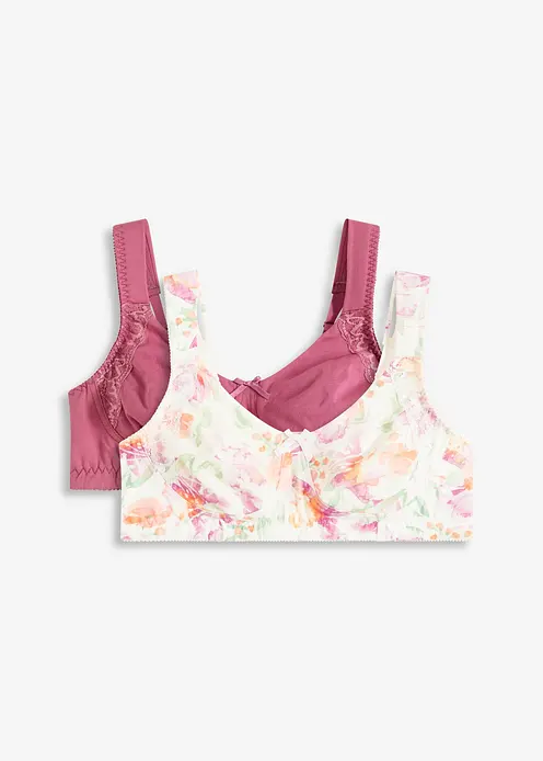 Minimizer-BH ohne Bügel mit Baumwolle (2er Pack) in weiß von vorne - bonprix Minimizer-BH ohne Bügel mit Baumwolle (2er Pack) in weiß von vorne - bonprix