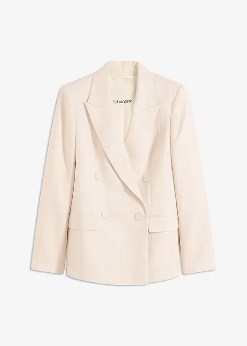 Blazer mit Lyocell im Crinklelook in beige von vorne - bonprix Blazer mit Lyocell im Crinklelook in beige von vorne - bonprix
