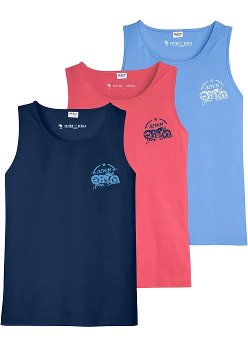 Tanktop (3er Pack) in blau von vorne - bonprix Tanktop (3er Pack) in blau von vorne - bonprix