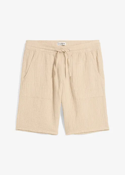 Schlupf-Bermuda aus Musselin in beige von vorne - bonprix Schlupf-Bermuda aus Musselin in beige von vorne - bonprix