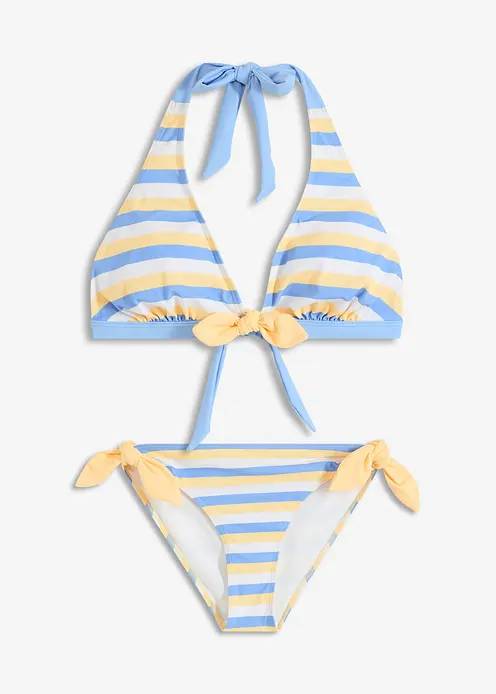 Neckholder-Bikini mit Bindebändern (2-tlg. Set) in blau von vorne - bonprix Neckholder-Bikini mit Bindebändern (2-tlg. Set) in blau von vorne - bonprix