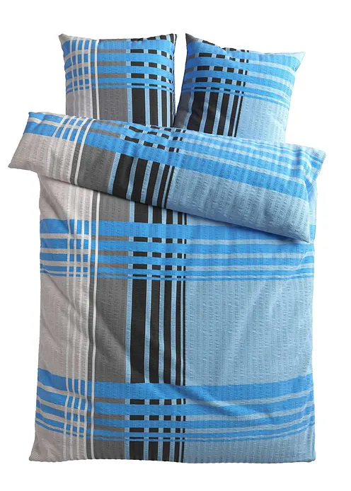 Bettwäsche mit Karos in blau von vorne - bonprix Bettwäsche mit Karos in blau von vorne - bonprix