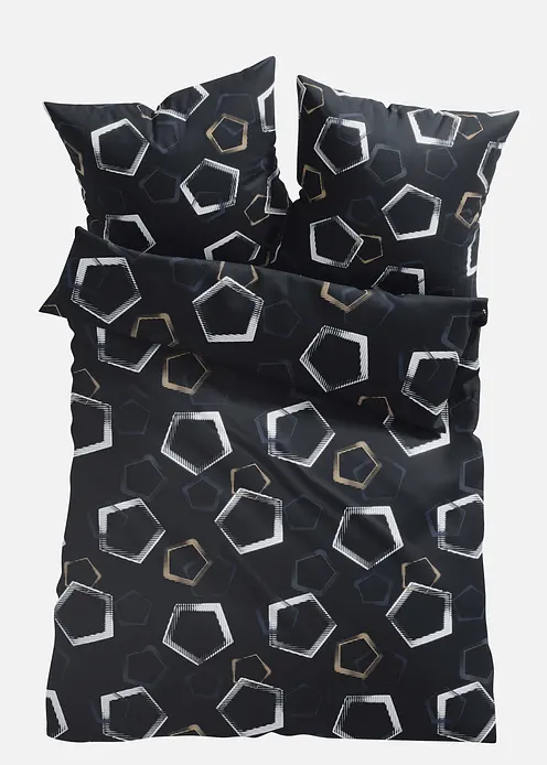 Bettwäsche mit grafischem Design in schwarz von vorne - bonprix Bettwäsche mit grafischem Design in schwarz von vorne - bonprix