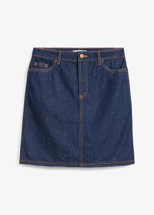 Jeansrock Mid Waist, Low Stretch in blau von vorne - bonprix Jeansrock Mid Waist, Low Stretch in blau von vorne - bonprix