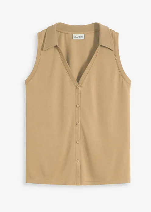 Polotop aus Viskose-Piqué in braun von vorne - bonprix Polotop aus Viskose-Piqué in braun von vorne - bonprix