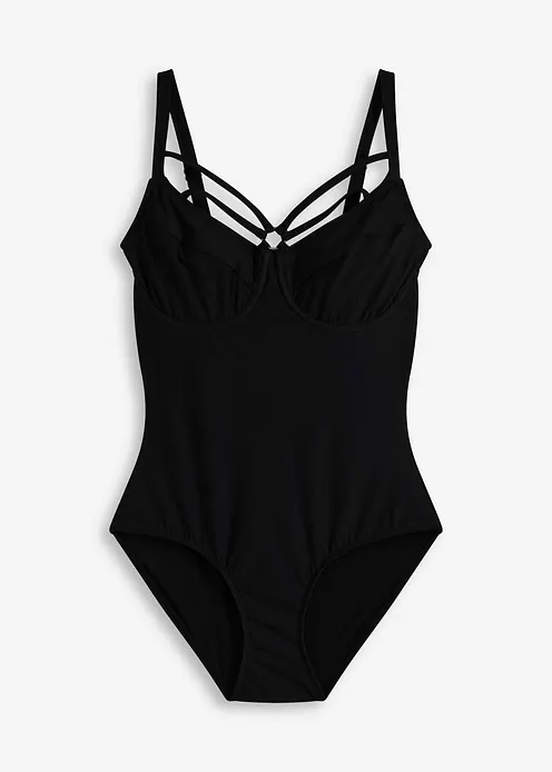 Shape Minimizer Bügel Badeanzug leichte Formkraft in schwarz von vorne - bonprix Shape Minimizer Bügel Badeanzug leichte Formkraft in schwarz von vorne - bonprix