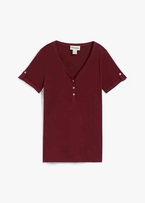Henleyshirt aus reiner Bio-Baumwolle in rot von vorne - bonprix Henleyshirt aus reiner Bio-Baumwolle in rot von vorne - bonprix