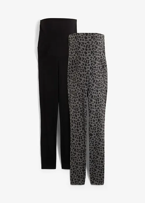 Umstandsleggings aus Bio-Baumwolle (2er Pack) in schwarz von vorne - bonprix Umstandsleggings aus Bio-Baumwolle (2er Pack) in schwarz von vorne - bonprix