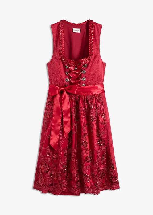 Dirndl mit Pailletten Schürze (2-tlg.Set) in rot von vorne - bonprix Dirndl mit Pailletten Schürze (2-tlg.Set) in rot von vorne - bonprix