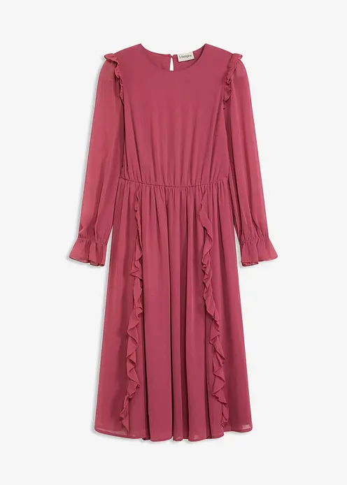 Chiffonkleid mit Volants in lila von vorne - bonprix Chiffonkleid mit Volants in lila von vorne - bonprix