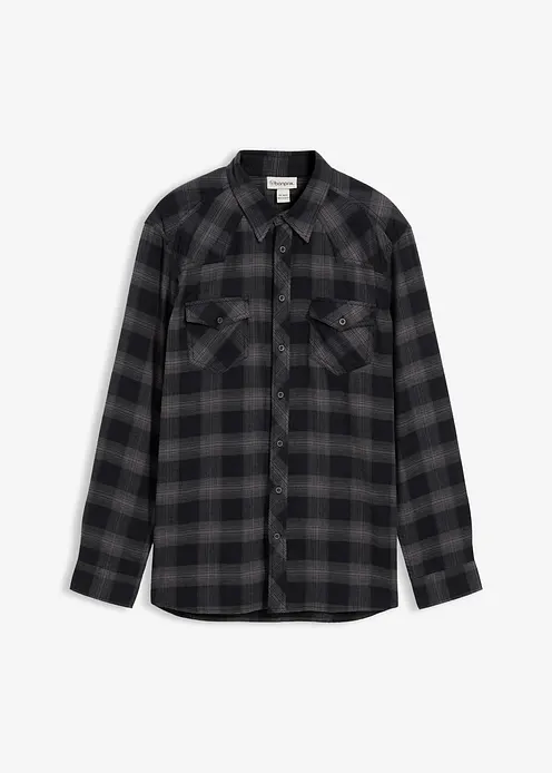 Flanellhemd aus reiner Baumwolle in schwarz von vorne - bonprix Flanellhemd aus reiner Baumwolle in schwarz von vorne - bonprix