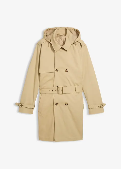 2 in 1 Trenchcoat mit abnehmbarer Kapuze, wasserabweisend in beige von vorne - bonprix 2 in 1 Trenchcoat mit abnehmbarer Kapuze, wasserabweisend in beige von vorne - bonprix