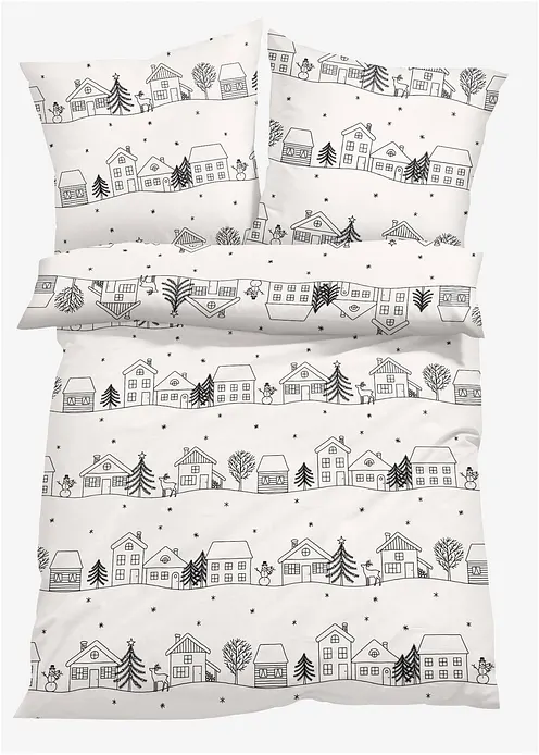 Bettwäsche mit Wintermotiv in schwarz von vorne - bonprix Bettwäsche mit Wintermotiv in schwarz von vorne - bonprix