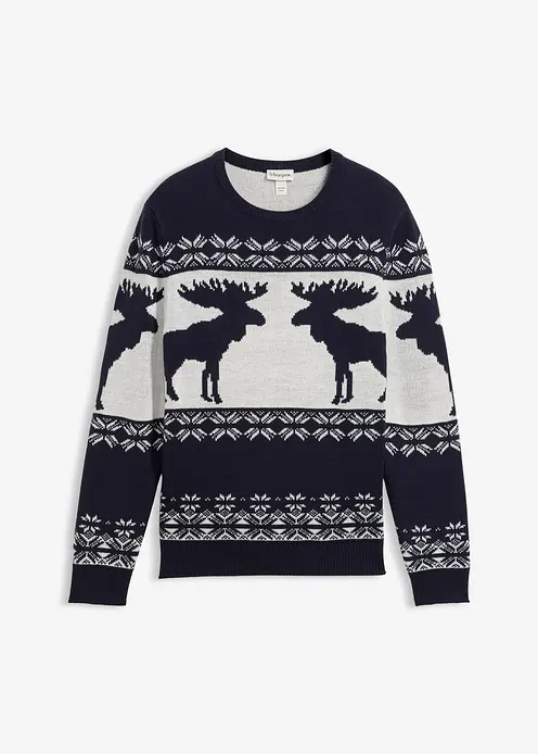 Norweger-Pullover in blau von vorne - bonprix Norweger-Pullover in blau von vorne - bonprix