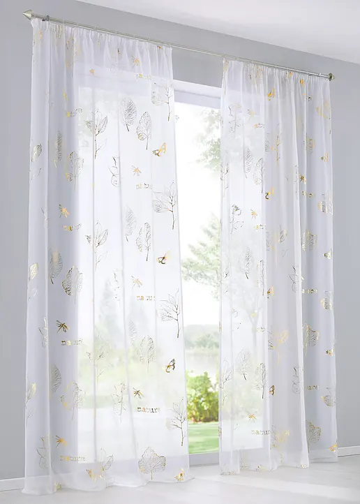 Gardine mit Glanz Druck (1er Pack) in gold - bonprix Gardine mit Glanz Druck (1er Pack) in gold - bonprix
